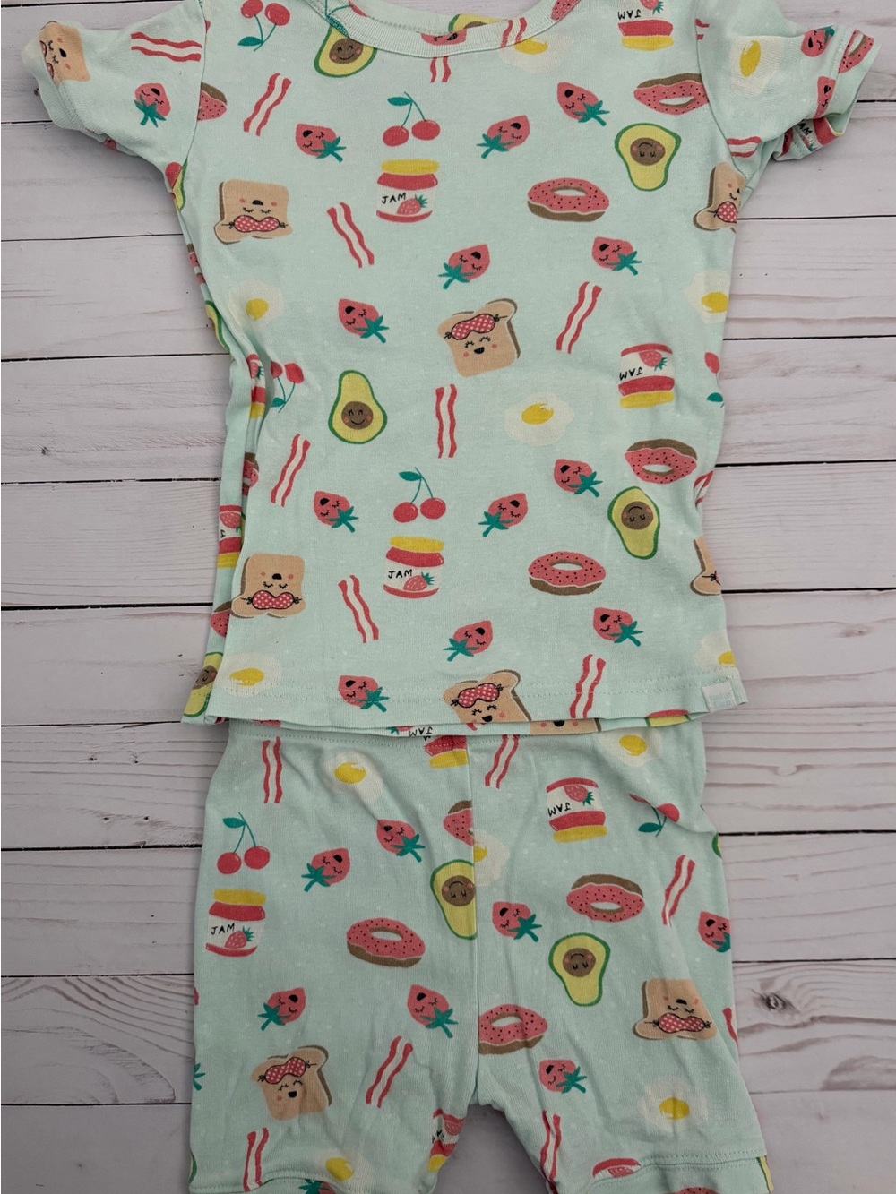 GAP Mint Green Breakfast Print Kids Pajama Set